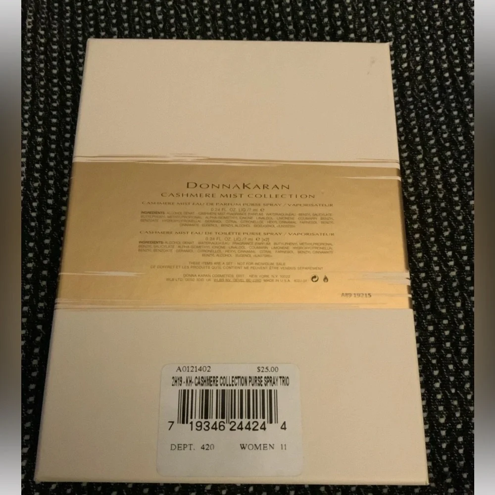 Donna Karan Cashmere Mist Collection Purse Spray Trio 3 X 0.24 FL Oz 7 ml - Picture 2 of 2